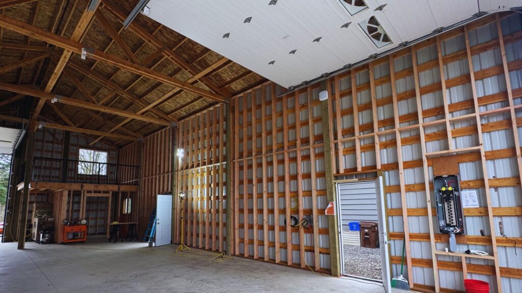 interior of two story pole building showing expert framing work by DCI construction