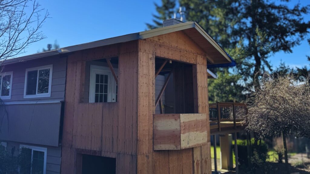 building a new addition onto an Oregon home with framing work completed